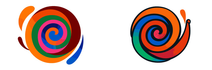 Aufkleber - Colorful spiral designs showcasing vibrant patterns and dynamic shapes in modern art style