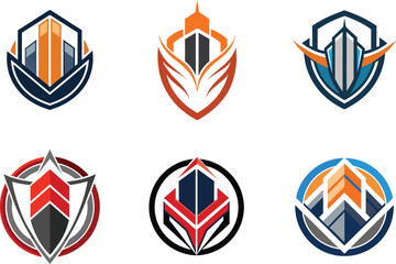 modern building logo collection for branding and corporate identity design featuring scalable graphi