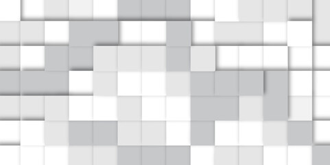 Wall Mural - Abstract square mosaic.White ceramic tile background. 3d seamless cubes pattern. 

