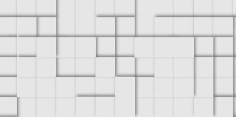Wall Mural - Abstract square mosaic.White ceramic tile background. 3d seamless cubes pattern. 
