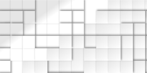 Wall Mural - Abstract square mosaic.White ceramic tile background. 3d seamless cubes pattern. 
