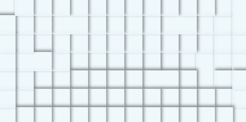 Wall Mural - Abstract square mosaic.White ceramic tile background. 3d seamless cubes pattern. 
