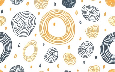 seamless pattern of doodle creative minimalist abstract art circle shape and hand drawn doodle scrib