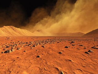 Wall Mural - Martian landscape, dusty plains