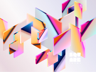 Wall Mural - 3d glass squares and rectangles. abstract geometric background of colorful isometric shapes.