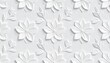 © dian - Seamless wallpaper featuring embossed flowers on a pure white textured paper background, minimalist and refined