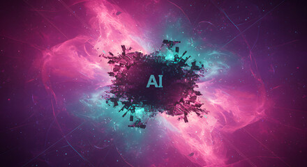 Abstract AI Art Exploding Nebula of Digital Creativity