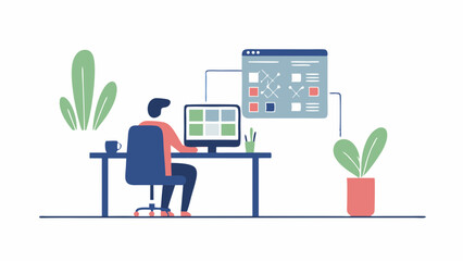 Immersed in creative workflow a designer shapes digital experiences in a modern bright workspace with clean