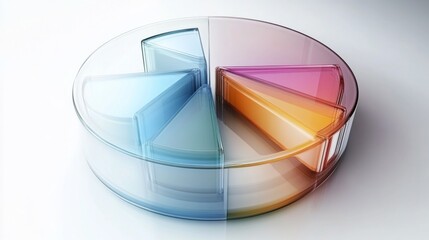 Poster - An elegant D pie chart with soft curves and a pastel color palette, showcasing different data points in a harmonious and visually appealing manner.
