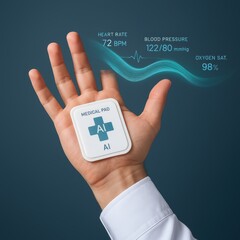 Palm scanning technology displays health metrics using a medical pad at a healthcare facility