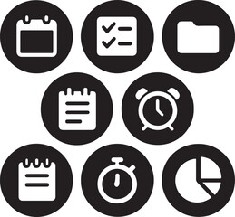 A versatile set of flat business and finance icons, perfect for web, technology, and communication design, featuring essential vector signs and symbols within a clean, round concept