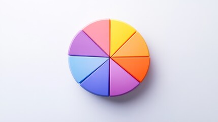 Poster - Colorful pie chart segmented into sections on a plain white background, sleek and modern, ideal for data visualization.