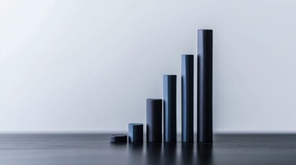 Leinwandbilder - Minimalistic bar chart with three-dimensional bars in various heights, set against a clean white background.