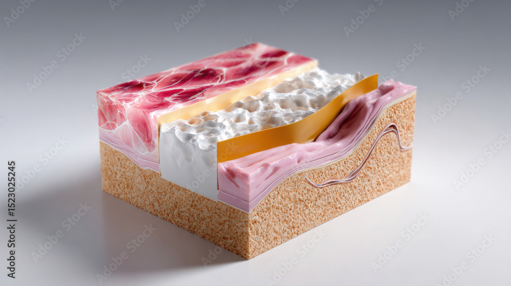 Cross section illustration of human skin showing layers including ...