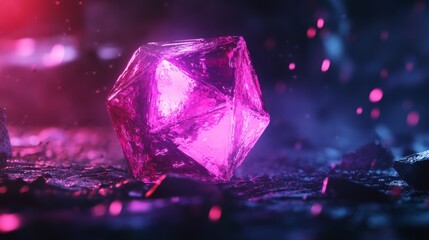 Wall Mural - a stunning pink gem glimmers amidst a mystical backdrop. its radiant facets capture light beautifull