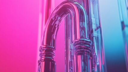 Wall Mural - a vibrant close-up of a translucent tube reflecting dynamic colors. the interplay of light creates a