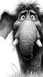 © Riniphoto - Illustration of a Worried Cartoon Mammoth with Detailed Facial Expressions and Texture.