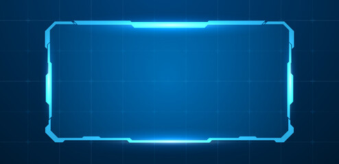 Digital screen or technology box blue light interface vector editable	