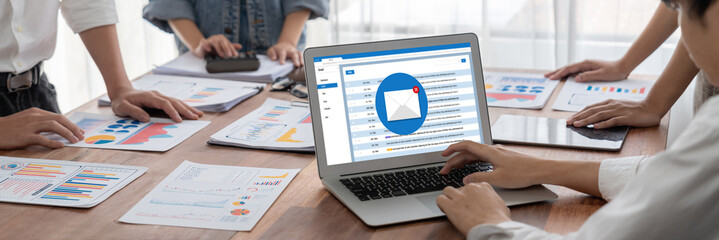 Leinwandbilder - Email notification message showing on computer screen brisk. Digital marketing message information text from business to customer client