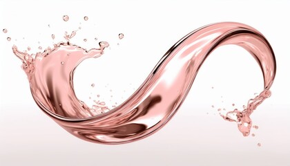 Aufkleber -  metallic rose fluid splash isolated on white background for luxury branding, web design, cosmetic print, digital art, or abstract visual identity concept