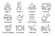 © Ira - Daily routine icons: wake up, shower, breakfast, commute, work, lunch, task complete, coffee, grocery, dinner, relax, bedtime