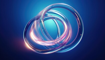 Poster - futuristic glass energy loop with glowing reflections and neon gradients for digital art, web design, branding, abstract concept, or sci-fi inspired print media

