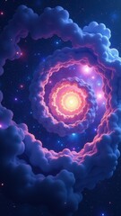 Wall Mural - Spiral galaxy with a bright yellow star at its center