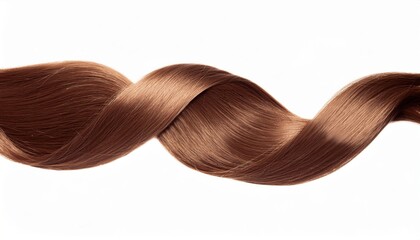 Aufkleber - smooth flowing lock of silky light brown hair forming a soft wave on white background for haircare product packaging, beauty branding, or clean minimalist web design

