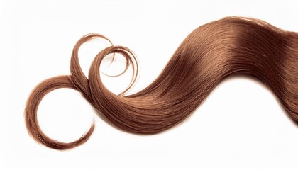 Aufkleber - smooth flowing lock of silky light brown hair forming a soft wave on white background for haircare product packaging, beauty branding, or clean minimalist web design

