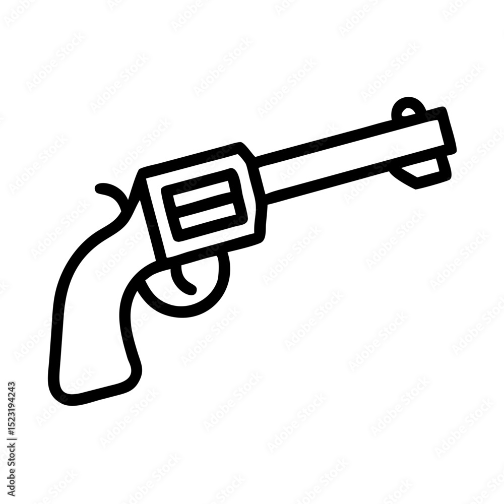 Open cylinder revolver illustration. Detailed revolver drawing with ...