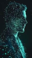 Wall Mural - abstract portrait of a person in profile view.
