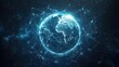 © baehaqi - Glowing earth surrounded by abstract network, in a blue starry cosmic background