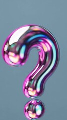 Wall Mural - a shiny, metallic, pink question mark