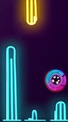 Wall Mural - a neon sign with a wheel on it