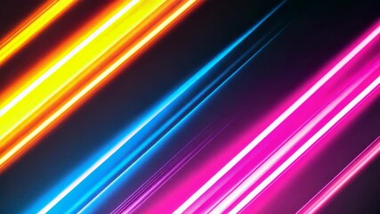 Wall Mural - A colorful  of a black background with bright orange, yellow, and pink lines. The  has a vibrant and energetic feel to it, with the colors and lines creating a sense of movement