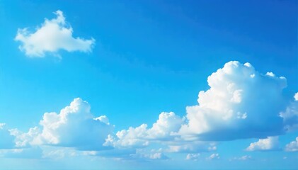 Wall Mural - Vast, cerulean daytime sky, fluffy white cumulus clouds drifting lazily across a brilliant blue expanse Perfect for travel, weather, or nature-themed projects , summer, daytime, sky