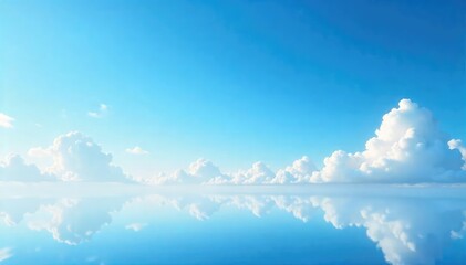 Wall Mural - Vast, tranquil blue sky stretching to the horizon, a serene and peaceful scene perfect for relaxation and meditation Clouds are soft and wispy, barely there , freedom, gentle, light