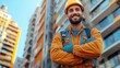 © Trionorejo - Confident construction worker in front of buildings