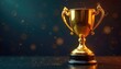 © LomaPari2021 - Close-up of a shining golden trophy, signifying achievement and groundbreaking success in a competitive landscape, representing innovation and excellence , innovation, gleam