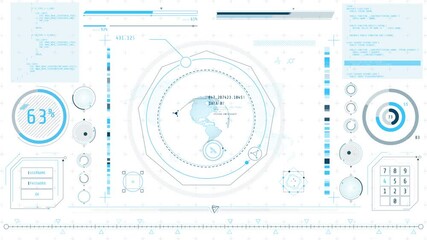 Wall Mural - animated high-tech interface with satellite location tracking
