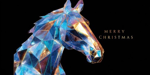 Wall Mural - Paper-crafted horse with a red 