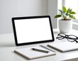 © Adobe worker  - Minimalist Workspace with Tablet, Notebook, and Glasses.comfortable, designer, desk, desktop, horizontal, indoor, laptop, layout, minimalist, no people, note, notebook, simplicity, stationery,