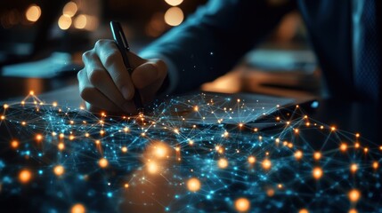 Wall Mural - creating tomorrow's technological landscape: a forward-thinking individual meticulously charts innov
