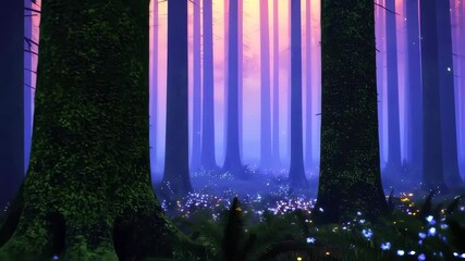 Wall Mural - Fantasy forest with purple sky