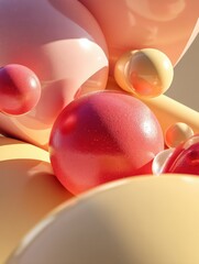 Poster - Pastel Spheres and Curved Surfaces in Soft Light, Representing Modern Art and Abstract Beauty for Creative Advertising : Generative AI