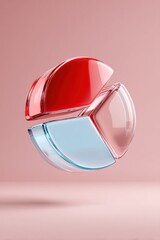 Leinwandbilder - Abstract Pie Chart With Red and Blue Glass Sections, Symbolizing Data Analysis and Business Intelligence for Strategic Planning and Market Segmentation : Generative AI