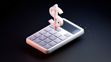 Poster - Dollar Sign on Calculator Against Dark Background, Symbolizing Financial Planning and Investment Strategy for Business Growth and Accounting Services : Generative AI