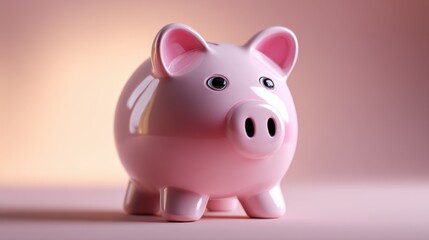 Aufkleber - Pink Piggy Bank Against Soft Background, Symbolizing Financial Planning and Investment for Future Savings and Retirement : Generative AI