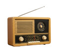 Isolated Vintage Radio Receiver Broadcasting Music in Transparent Background