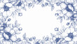 © Sasarahiko - クラシックなペン画フラワー枠デザイン｜Classic Pen Drawing Floral Frame Design